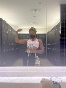 Transgender gym locker room selfie