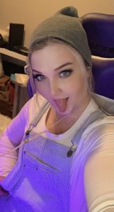 TS kayleigh Coxx stocking cap and tongue selfie