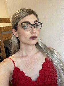 Freckled TS Natalie Mars in glasses selfie