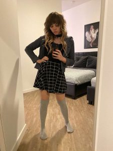 Kate Zoha in skirt and knee high stockings
