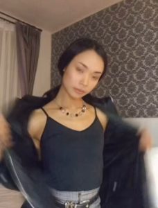 Ladyboy drinks cum